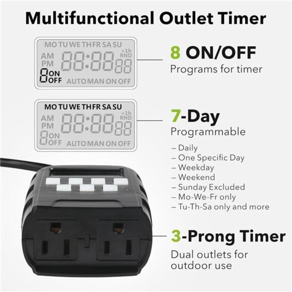 7 Day Outdoor Heavy Duty Digital Programmable Timer BND/U78, 125VAC, 60Hz - Picture 2 of 7